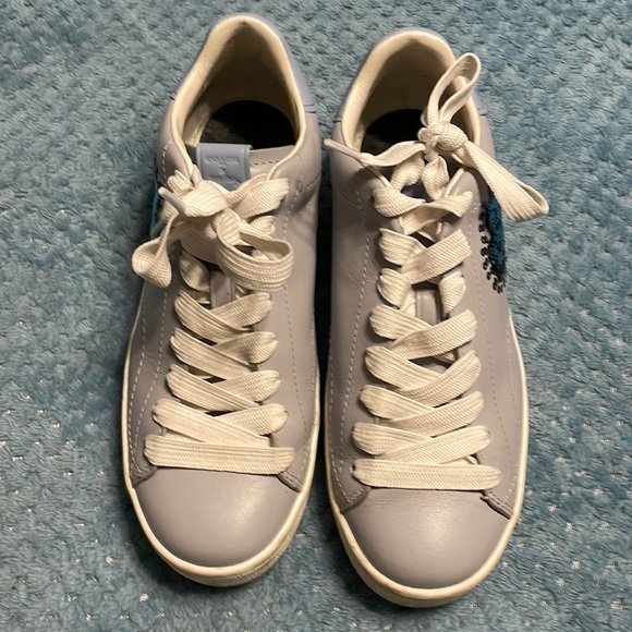 Coach Sneakersnwith Sequin Heart Accent, light blue, size 9 - Picture 1 of 7
